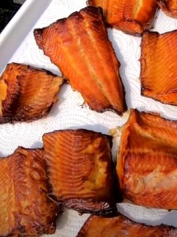 smoked trout on a tray