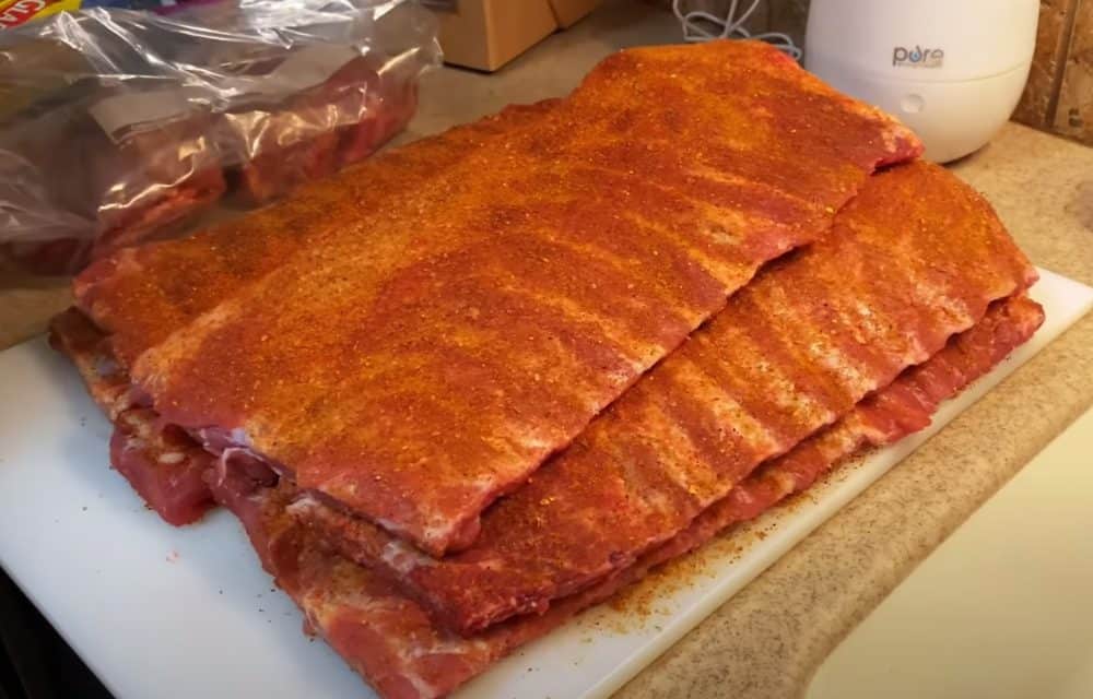 stack of seasoned ribs