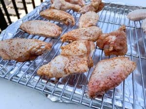 seasoned wings on wire rack