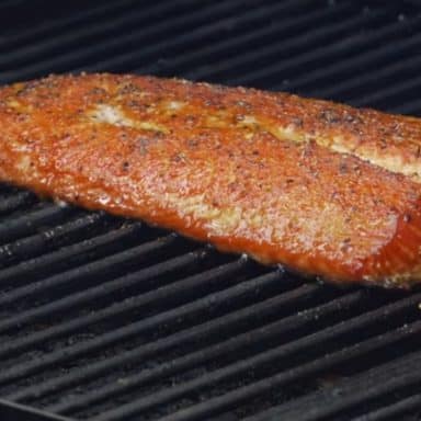 smoked salmon cooking on a pit boss pellet grill