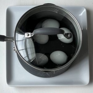 eggs boiling before smoking