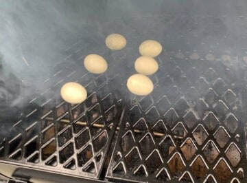 smoked eggs on a grill