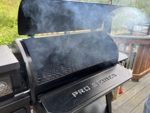 a pit boss pellet grill making smoke