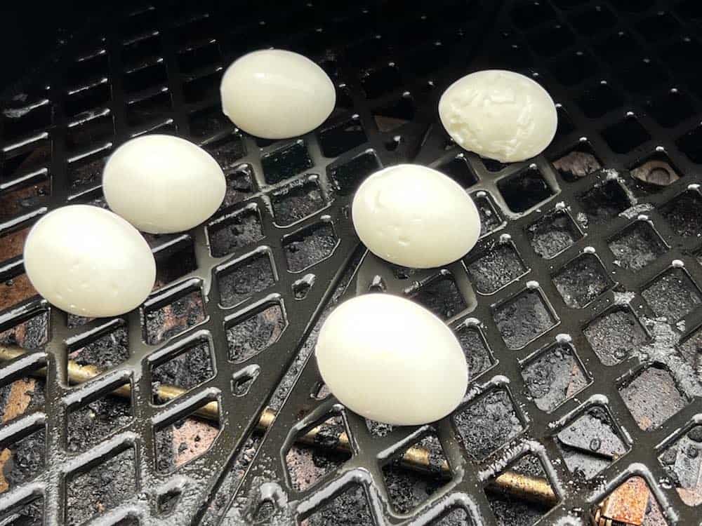 smoked eggs on a pellet grill