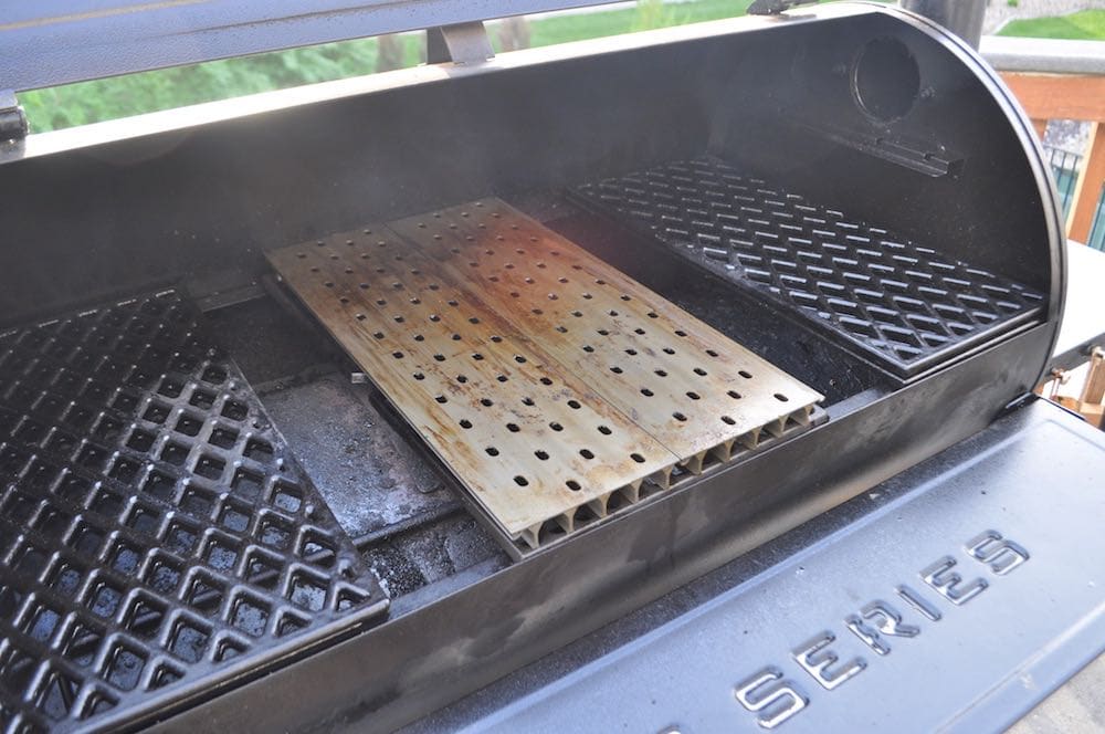 a grill grate sear station on a pit boss pellet grill