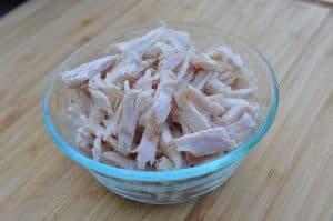 shredded chicken in a bowl