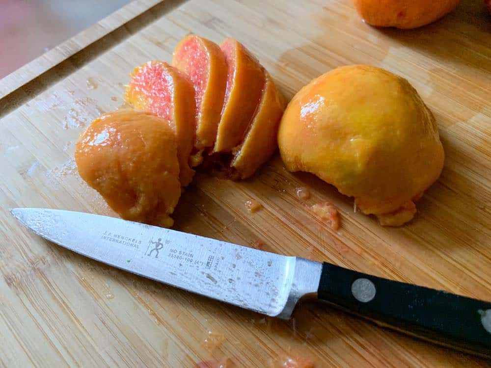 sliced and peeled peaches
