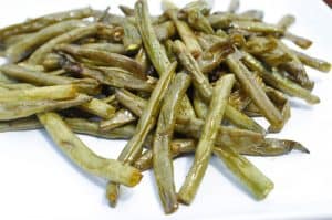 smoked green beans on a plate