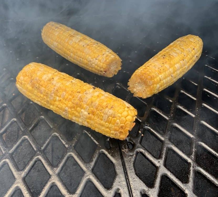 smoking corn on the cob on a pit boss pellet grill