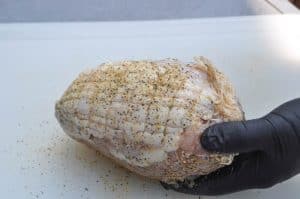 seasoning a raw boneless turkey breast