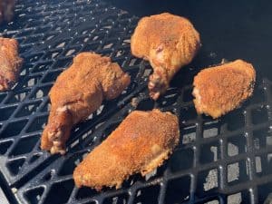 turkey wings smoking in a smoker