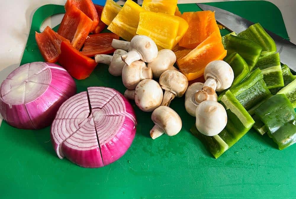 chopped vegetables on a cutting board