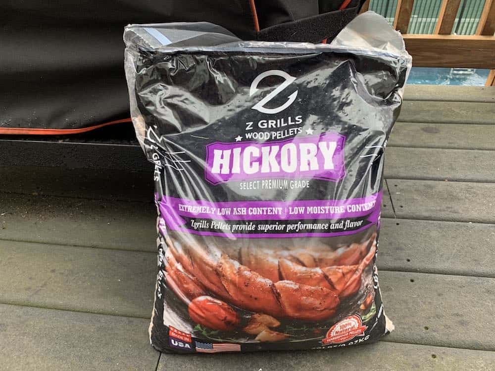 a bag of hickory wood pellets