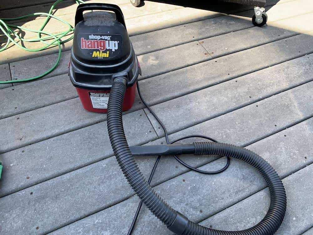 a mini shop vac used to clean a z grills pellet grill