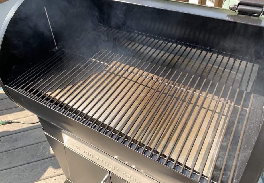 a z grills pellet grill starting up with white smoke