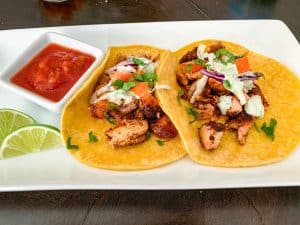 smoked chicken tacos on a plate