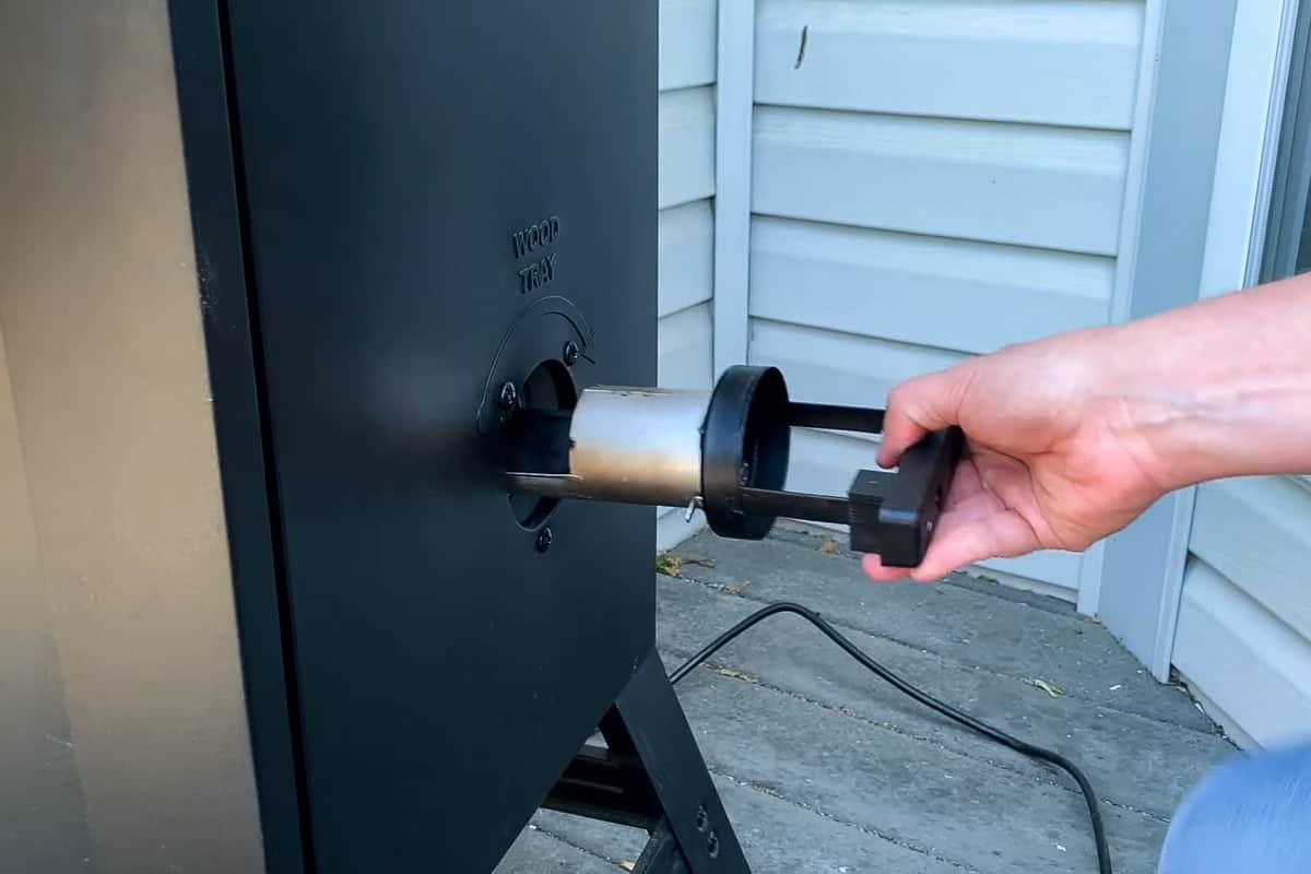 removing the wood chip holder from a masterbuilt electric smoker
