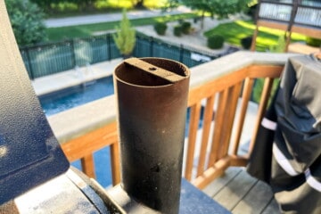 pit boss smoke stack chimney with rust on it