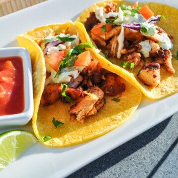 smoked chicken tacos on a plate