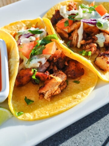 smoked chicken tacos on a plate