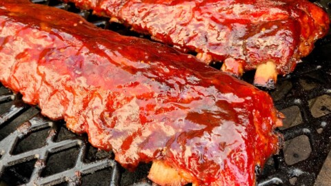 Baby back ribs on pit boss pellet grill top