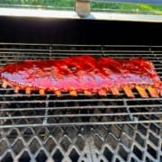 Pit Boss 3-2-1 spareribs on the top rack