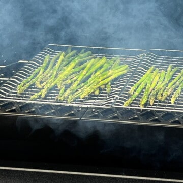 asparagus smoking on a pit boss