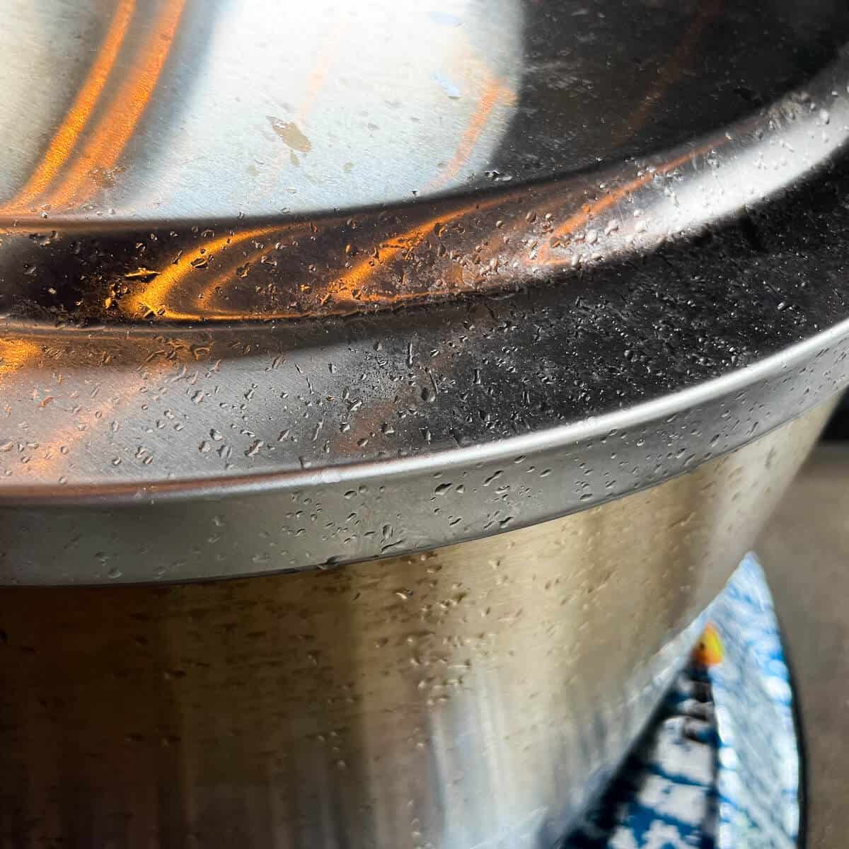 a solo stove with lid with raindrops on it