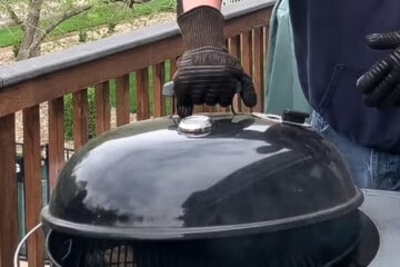 burping the lid of a charcoal grill