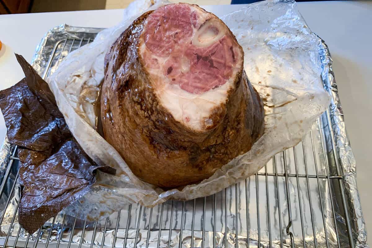 smoked ham in packaging from the store