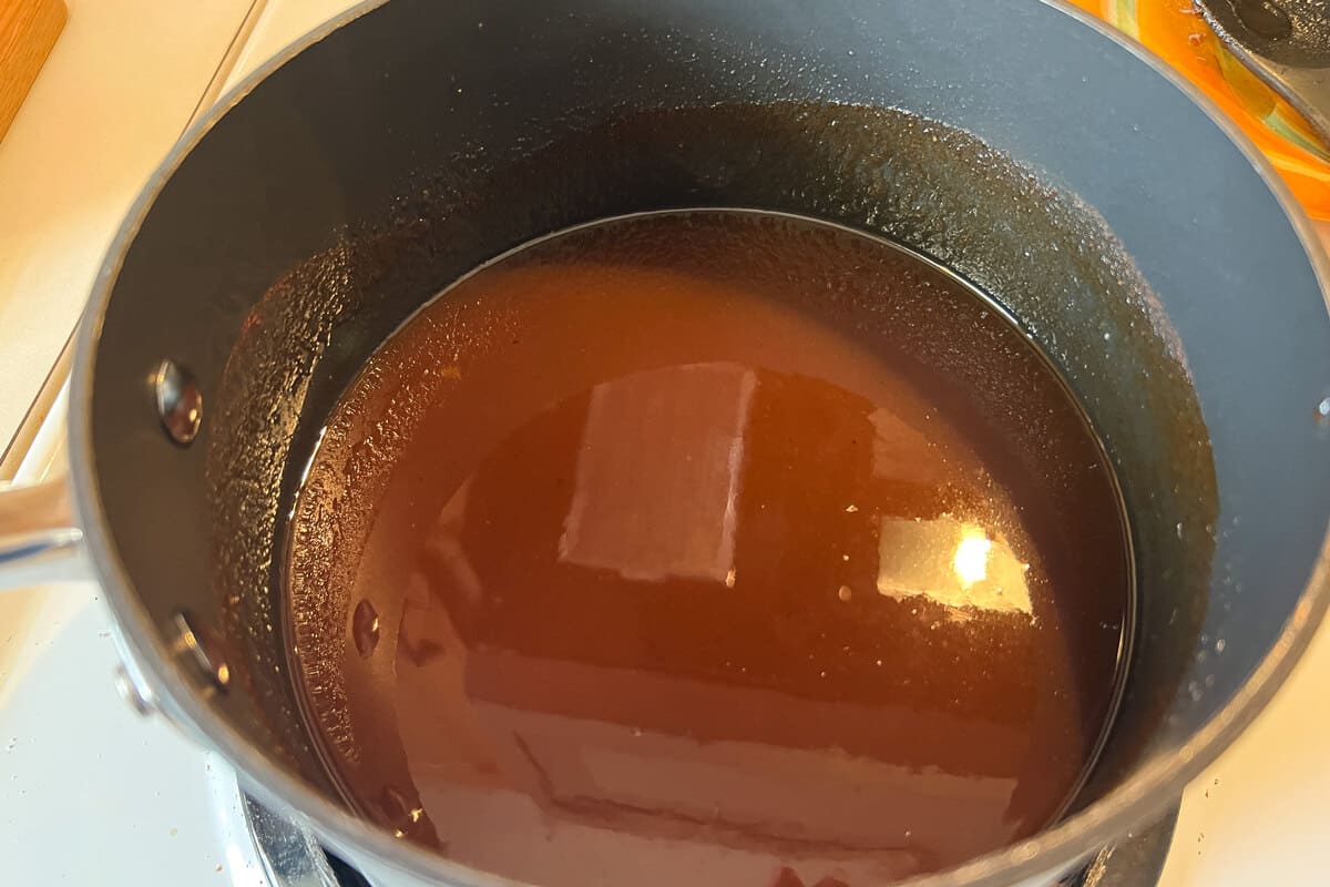 apple glaze in a saucepan