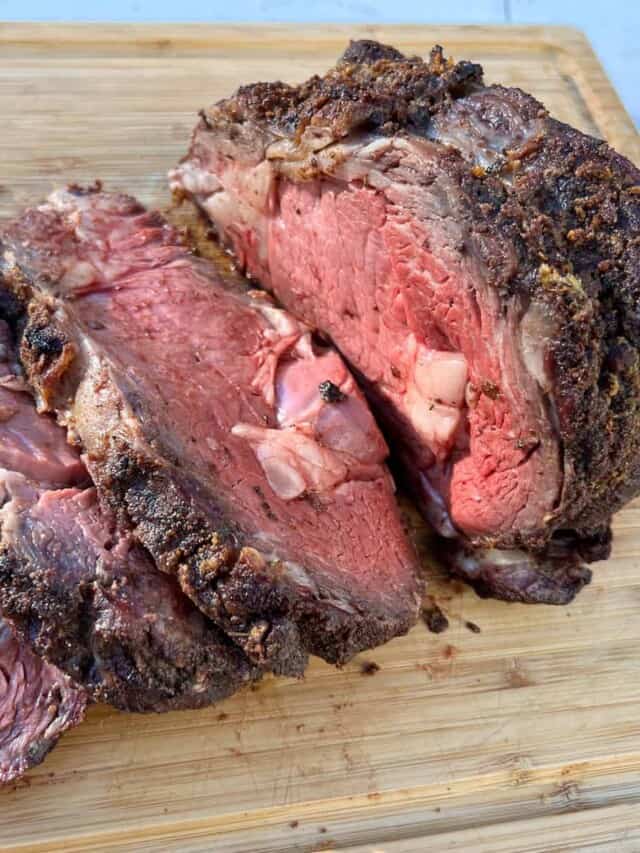 Smoked Ribeye Roast with Garlic Herb Butter